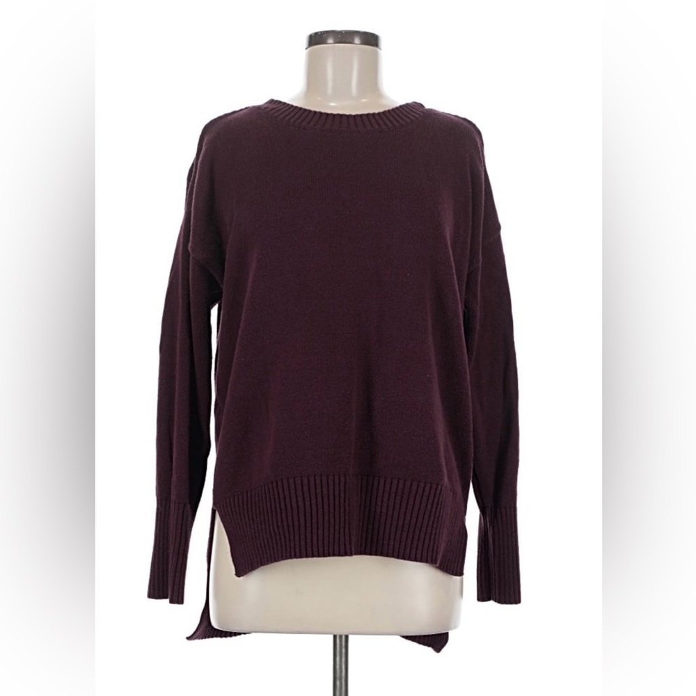 BCBGMaxAzria Deep Plum Crewneck Drop Back Sweater Size M